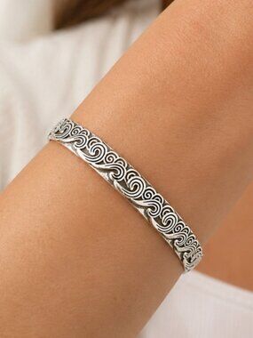 925 Sterling Silver Chunky Cuff Bangle Bracelet Engraved Sterling Silver Bangle